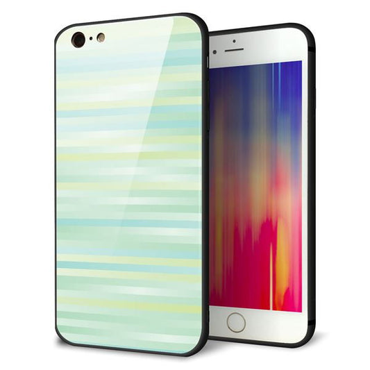 iPhone6 PLUS 強化ガラス＆TPUスマホケース ガラプリ【IB908 グラデーションボーダー_グリーン】