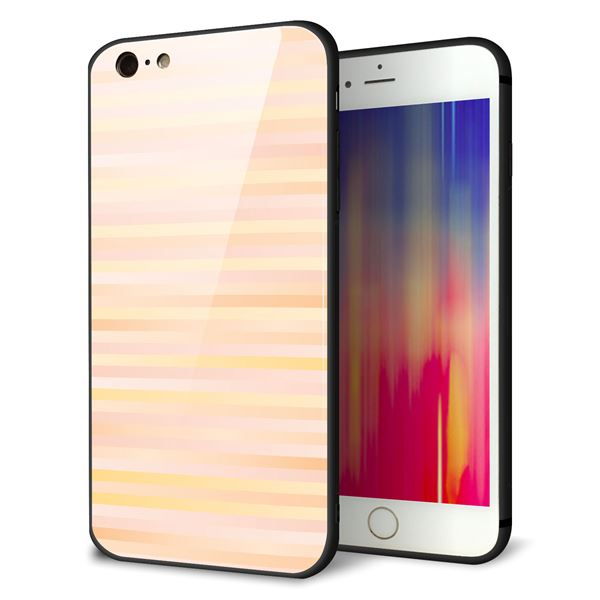 iPhone6 PLUS 強化ガラス＆TPUスマホケース ガラプリ【IB909 グラデーションボーダー_オレンジ】