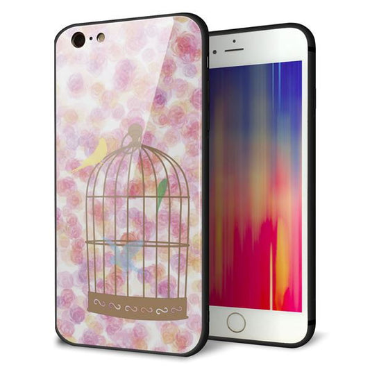 iPhone6 PLUS 強化ガラス＆TPUスマホケース ガラプリ【KM882 鳥かご】
