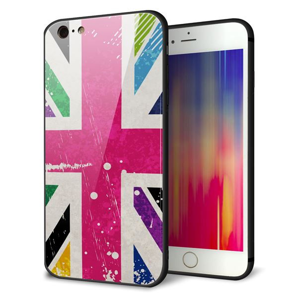 iPhone6 PLUS 強化ガラス＆TPUスマホケース ガラプリ【SC806 ユニオンジャック ピンクビンテージ】