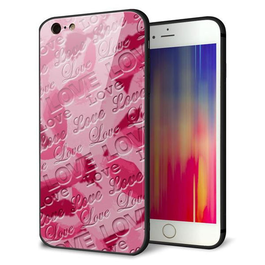 iPhone6 PLUS 強化ガラス＆TPUスマホケース ガラプリ【SC845 フラワーヴェルニLOVE濃いピンク（ローズアンディアン）】