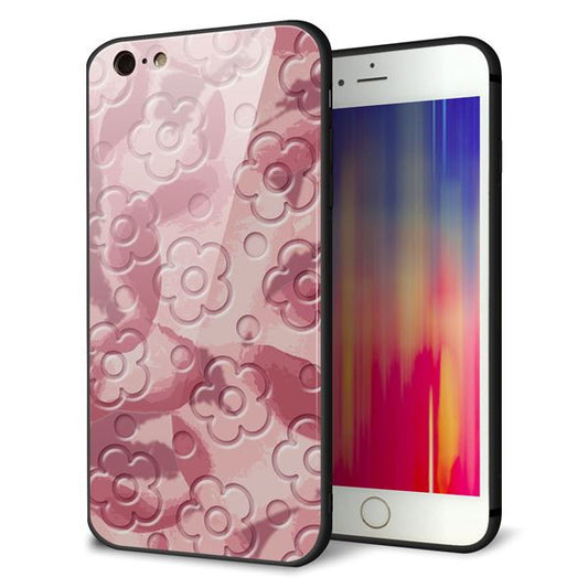 iPhone6 PLUS 強化ガラス＆TPUスマホケース ガラプリ【SC846 フラワーヴェルニ花ピンク（ローズヴェルール）】
