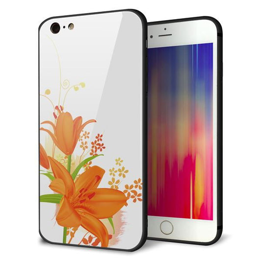 iPhone6 PLUS 強化ガラス＆TPUスマホケース ガラプリ【SC848 ユリ（オレンジ）】