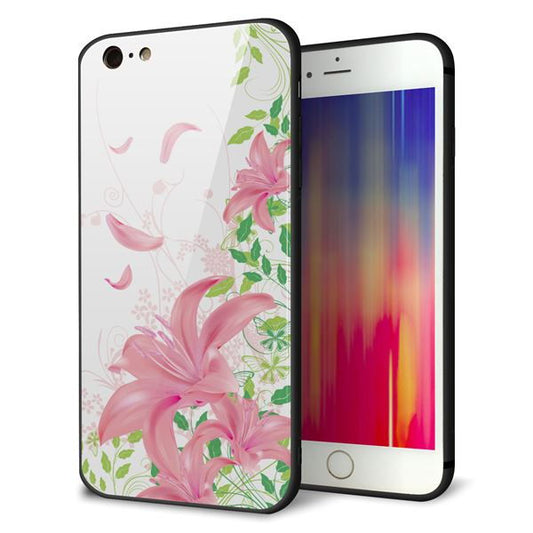 iPhone6 PLUS 強化ガラス＆TPUスマホケース ガラプリ【SC849 ユリ（ピンク）】
