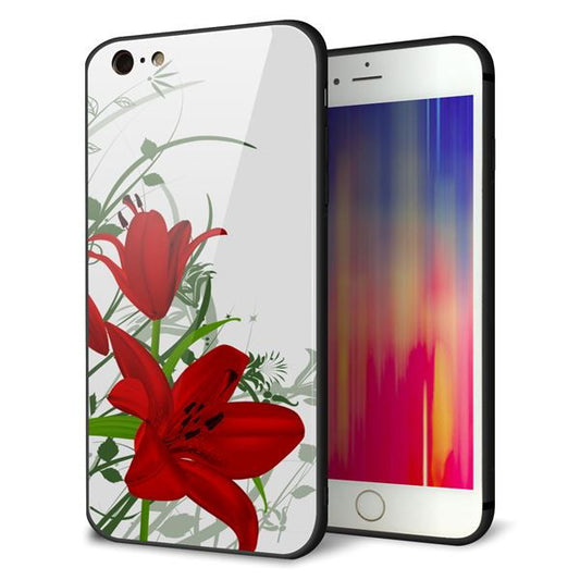 iPhone6 PLUS 強化ガラス＆TPUスマホケース ガラプリ【SC850 ユリ（レッド）】