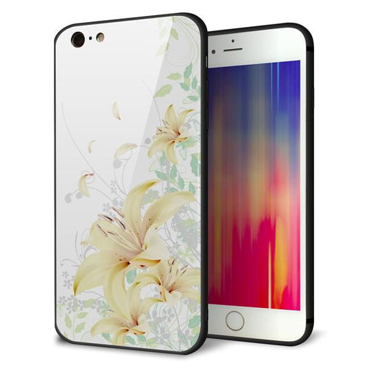 iPhone6 PLUS 強化ガラス＆TPUスマホケース ガラプリ【SC851 ユリ（ホワイト）】