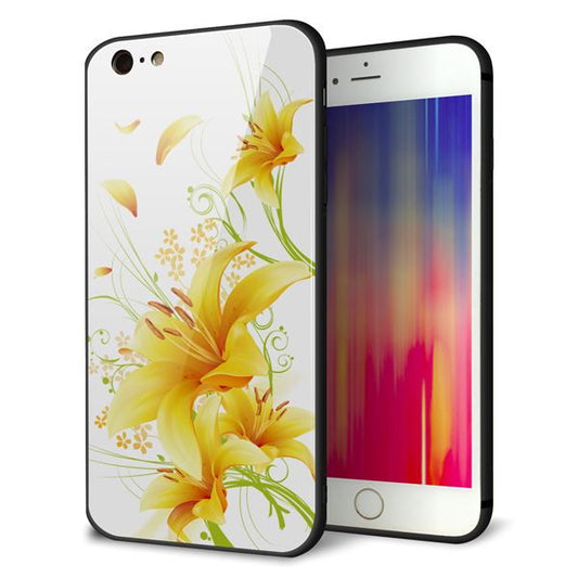 iPhone6 PLUS 強化ガラス＆TPUスマホケース ガラプリ【SC852 ユリ（イエロー）】