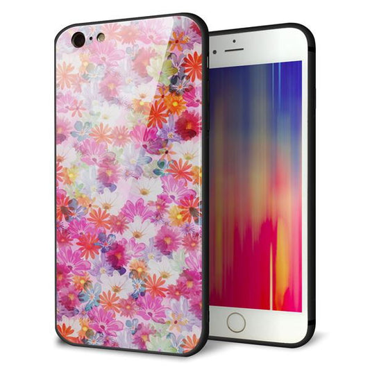 iPhone6 PLUS 強化ガラス＆TPUスマホケース ガラプリ【SC874 リバティプリント プレスドフラワー（ピンク）】