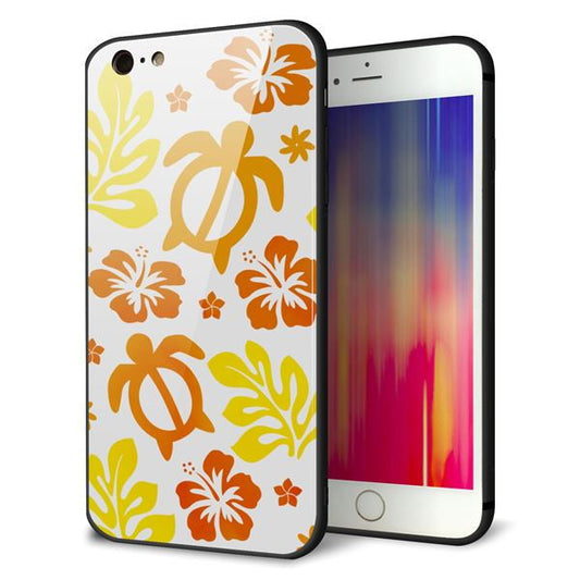 iPhone6 PLUS 強化ガラス＆TPUスマホケース ガラプリ【SC877 ハワイアンアロハホヌ（イエロー）】