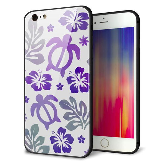 iPhone6 PLUS 強化ガラス＆TPUスマホケース ガラプリ【SC878 ハワイアンアロハホヌ（パープル）】