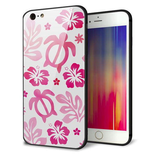 iPhone6 PLUS 強化ガラス＆TPUスマホケース ガラプリ【SC879 ハワイアンアロハホヌ（ピンク）】