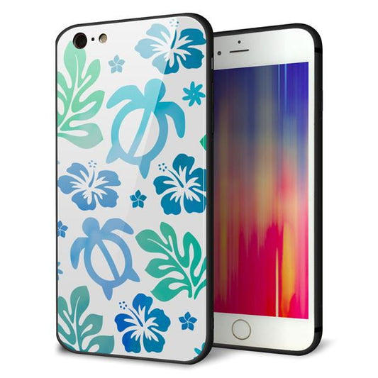 iPhone6 PLUS 強化ガラス＆TPUスマホケース ガラプリ【SC880 ハワイアンアロハホヌ（ブルー）】