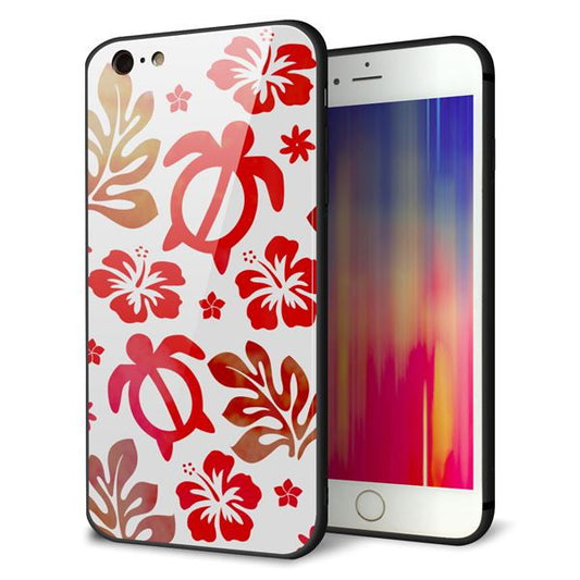 iPhone6 PLUS 強化ガラス＆TPUスマホケース ガラプリ【SC881 ハワイアンアロハホヌ（レッド）】