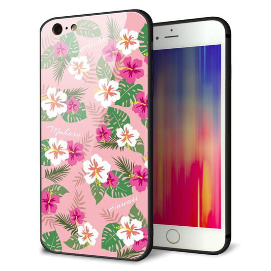 iPhone6 PLUS 強化ガラス＆TPUスマホケース ガラプリ【SC882 ハワイアンアロハレトロ（ピンク）】