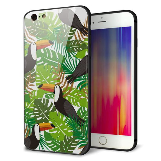 iPhone6 PLUS 強化ガラス＆TPUスマホケース ガラプリ【SC894 ボタニカル トロピカルバード】