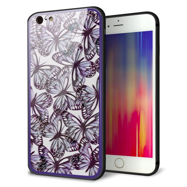 iPhone6 PLUS 強化ガラス＆TPUスマホケース ガラプリ【SC903 ガーデンバタフライ パープル】