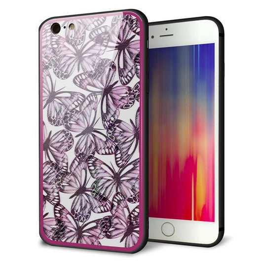 iPhone6 PLUS 強化ガラス＆TPUスマホケース ガラプリ【SC904 ガーデンバタフライ ピンク】