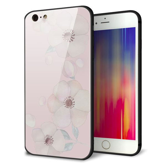 iPhone6 PLUS 強化ガラス＆TPUスマホケース ガラプリ【SC949 ドゥ・フルール（オフピンク）】