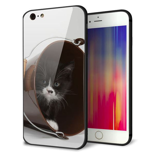 iPhone6 PLUS 強化ガラス＆TPUスマホケース ガラプリ【VA800 ネコとバケツ】