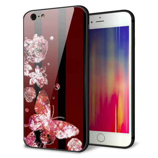 iPhone6 PLUS 強化ガラス＆TPUスマホケース ガラプリ【VA814 宝石と蝶】
