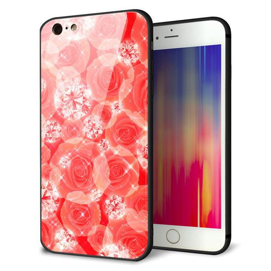 iPhone6 PLUS 強化ガラス＆TPUスマホケース ガラプリ【VA816 ダイヤモンドとバラ】