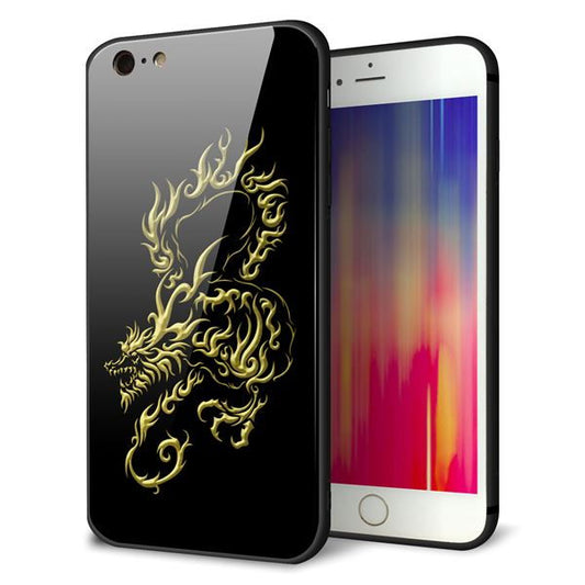 iPhone6 PLUS 強化ガラス＆TPUスマホケース ガラプリ【VA831 闇と龍】