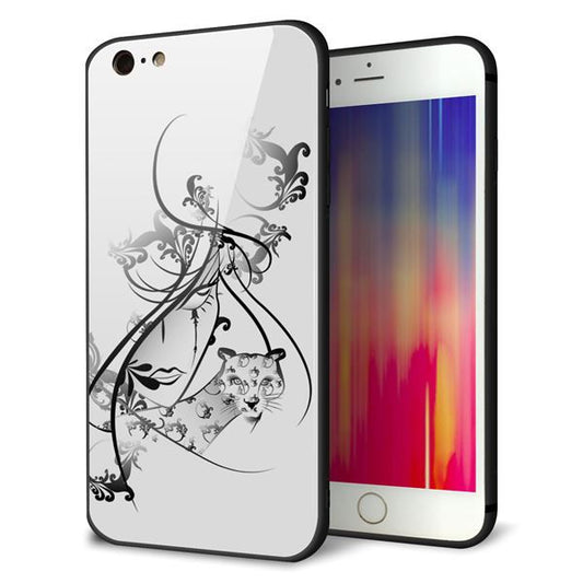 iPhone6 PLUS 強化ガラス＆TPUスマホケース ガラプリ【VA832 パンサーと美女】