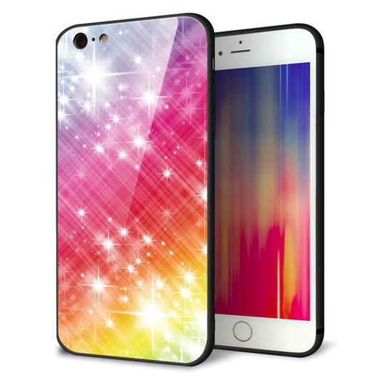 iPhone6 PLUS 強化ガラス＆TPUスマホケース ガラプリ【VA872 レインボーフレーム】