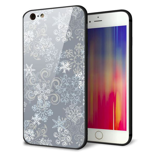 iPhone6 PLUS 強化ガラス＆TPUスマホケース ガラプリ【XA801 雪の結晶】