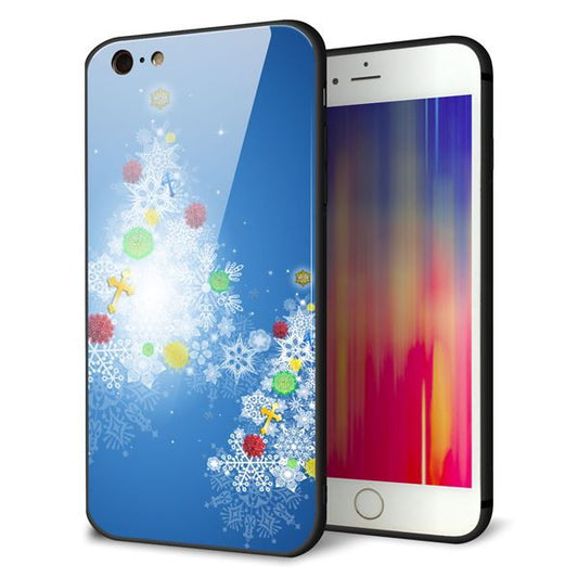 iPhone6 PLUS 強化ガラス＆TPUスマホケース ガラプリ【YJ347 クリスマスツリー】
