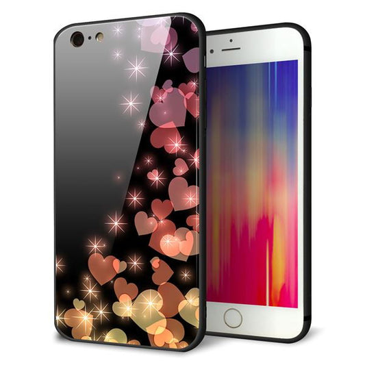 iPhone6s PLUS 強化ガラス＆TPUスマホケース ガラプリ【020 夜のきらめきハート】