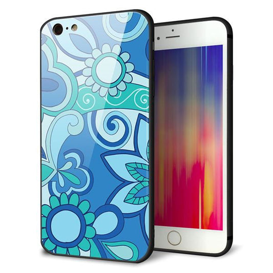 iPhone6s PLUS 強化ガラス＆TPUスマホケース ガラプリ【409 ブルーミックス】