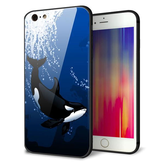 iPhone6s PLUS 強化ガラス＆TPUスマホケース ガラプリ【423 シャチ】