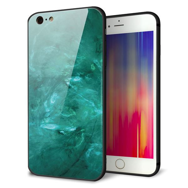 iPhone6s PLUS 強化ガラス＆TPUスマホケース ガラプリ【KM869 大理石GR】