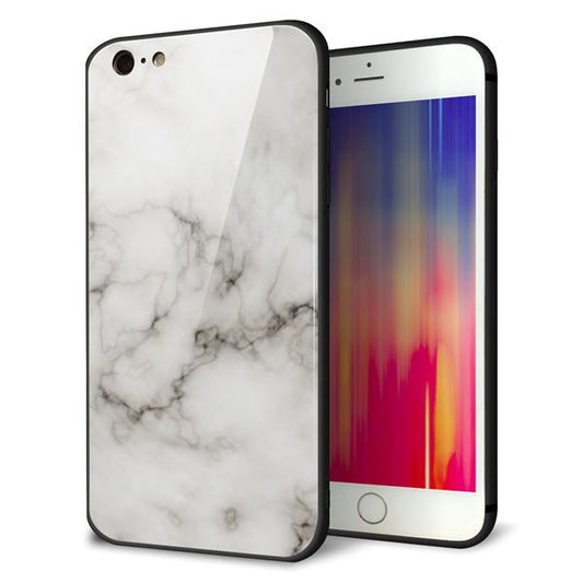 iPhone6s PLUS 強化ガラス＆TPUスマホケース ガラプリ【KM871 大理石WH】