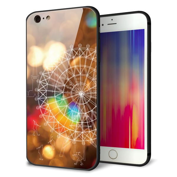 iPhone6s PLUS 強化ガラス＆TPUスマホケース ガラプリ【KM884 観覧車と笛吹】