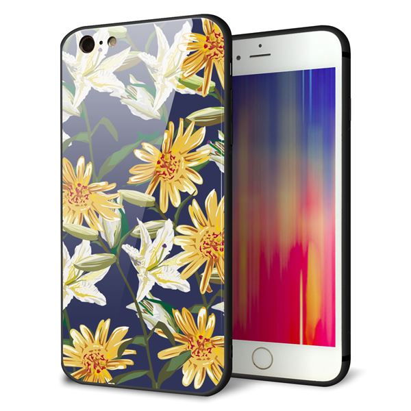 iPhone6s PLUS 強化ガラス＆TPUスマホケース ガラプリ【SC893 ボタニカル デイジー＆リリー】