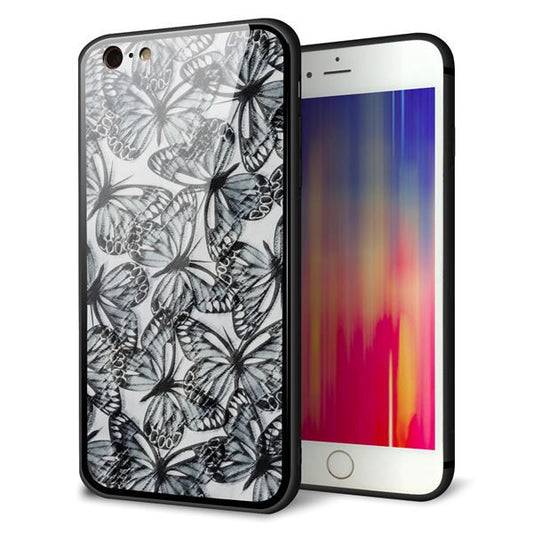 iPhone6s PLUS 強化ガラス＆TPUスマホケース ガラプリ【SC905 ガーデンバタフライ ブラック】