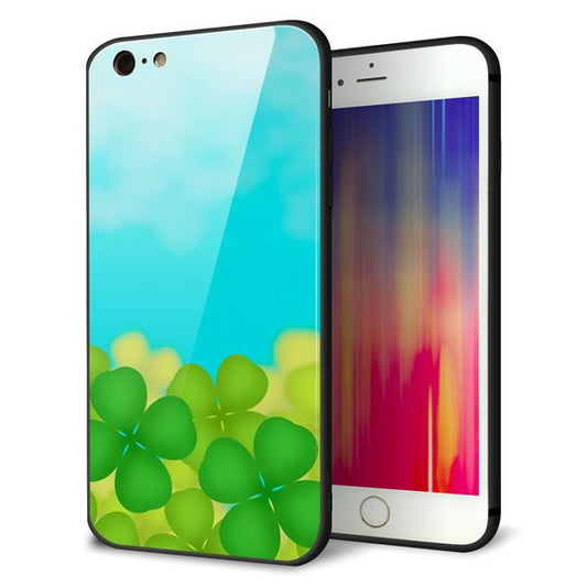 iPhone6s PLUS 強化ガラス＆TPUスマホケース ガラプリ【VA820 四葉のクローバー畑】