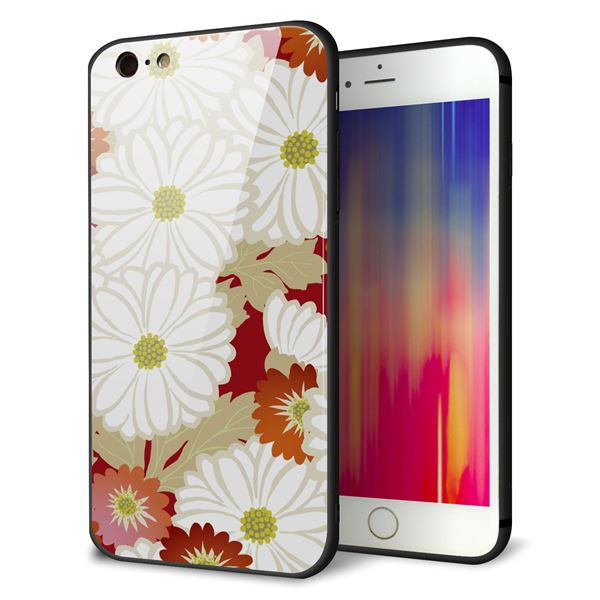 iPhone6s PLUS 強化ガラス＆TPUスマホケース ガラプリ【YJ322 和柄 菊】