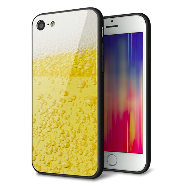 iPhone7 強化ガラス＆TPUスマホケース ガラプリ【450 生ビール】