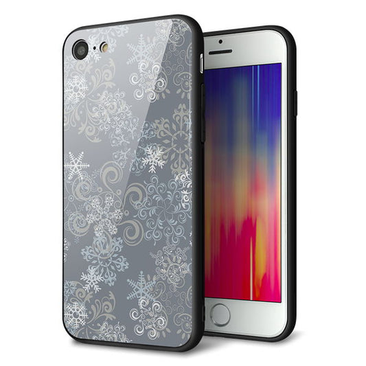 iPhone7 強化ガラス＆TPUスマホケース ガラプリ【XA801 雪の結晶】