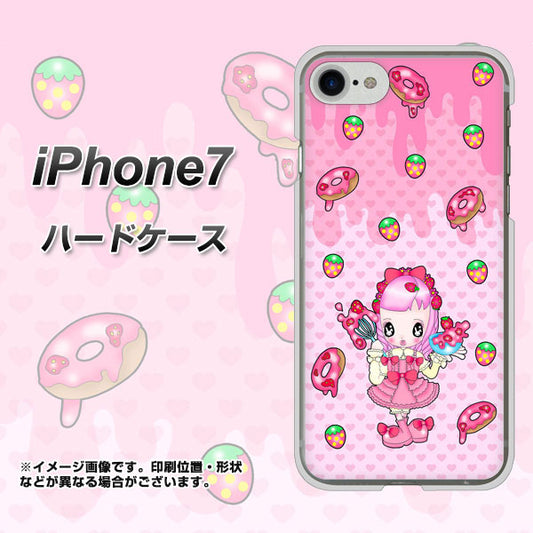 iPhone7 高画質仕上げ 背面印刷 ハードケース【AG816 ストロベリードーナツ（水玉ピンク）】