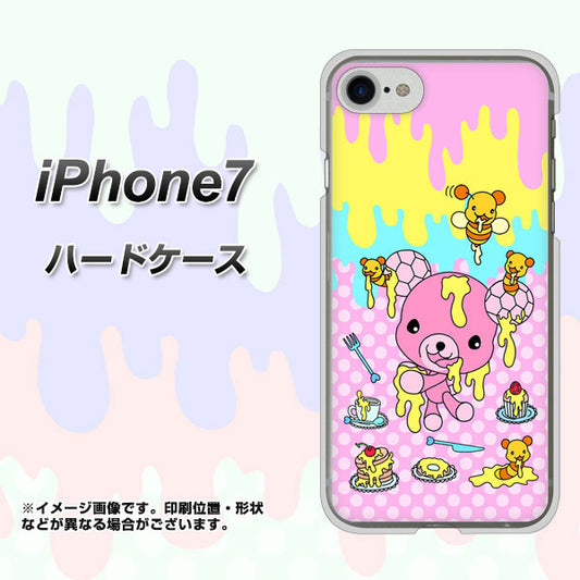 iPhone7 高画質仕上げ 背面印刷 ハードケース【AG822 ハニベア（水玉ピンク）】