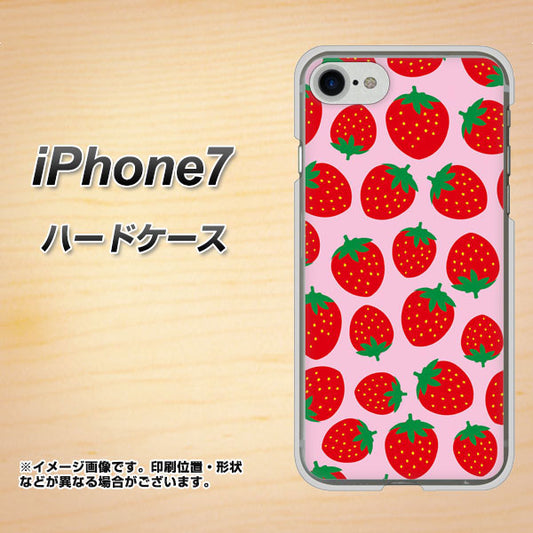 iPhone7 高画質仕上げ 背面印刷 ハードケース【SC813 小さいイチゴ模様 レッドとピンク】