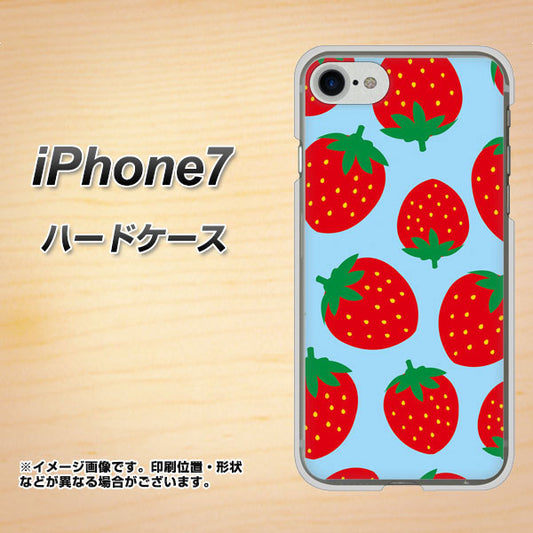 iPhone7 高画質仕上げ 背面印刷 ハードケース【SC821 大きいイチゴ模様レッドとブルー】