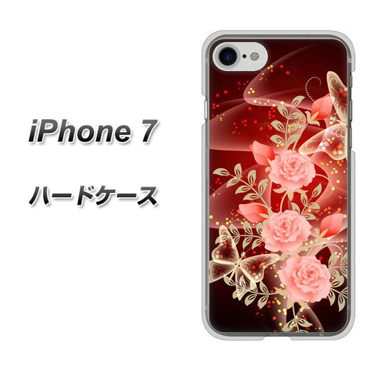 iPhone7 高画質仕上げ 背面印刷 ハードケース【VA824 魅惑の蝶とピンクのバラ】