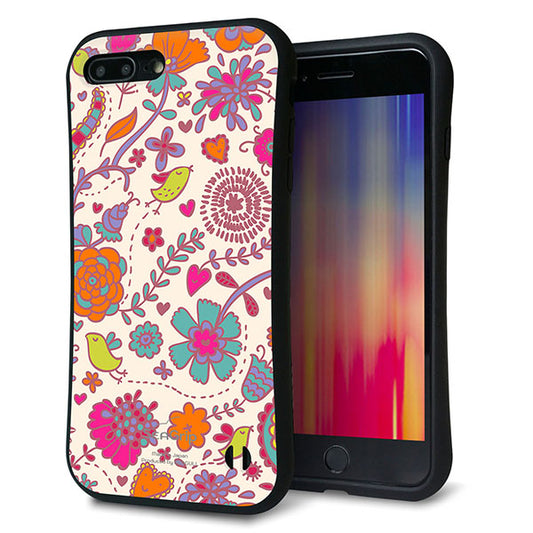 iPhone7 PLUS スマホケース 「SEA Grip」 グリップケース Sライン 【323 小鳥と花】 UV印刷