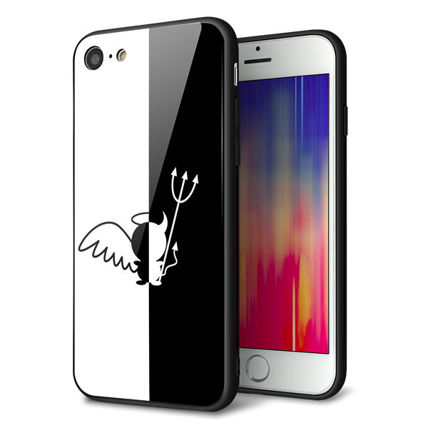 iPhone8 強化ガラス＆TPUスマホケース ガラプリ【027 ハーフデビット】