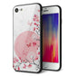 iPhone8 強化ガラス＆TPUスマホケース ガラプリ【030 花と蝶（うす桃色）】
